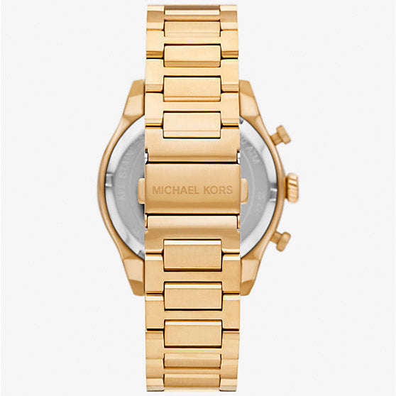 Michael Kors Oversized Panorama Gold-Tone strap with Black Dial Men's Dress Watch | MK9195