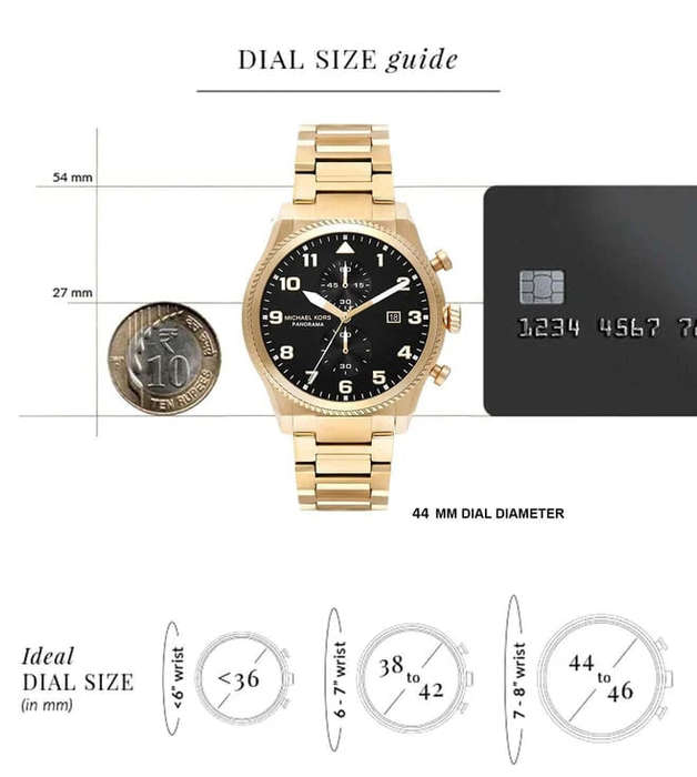 Michael Kors Oversized Panorama Gold-Tone strap with Black Dial Men's Dress Watch | MK9195