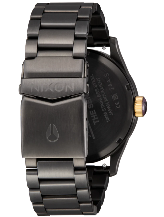 Nixon Sentry Gunmetal  Deep Purple Dial & Gold Accents Unisex Watch | A3565270-00