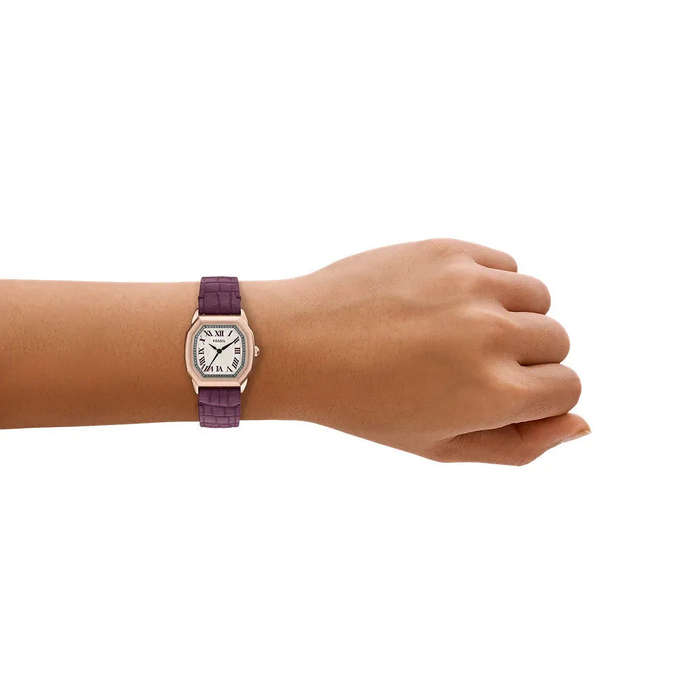 Fossil Harlow Three-Hand Burgundy Croco Leather Women's Watch | ES5428