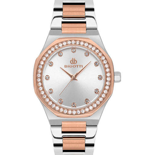 Bigotti Crystal Two-Tone Rose Gold & Silver Women's Watch | BG.1.10587-5