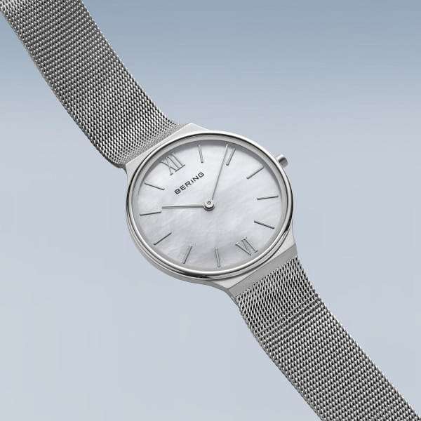 Bering Ultra Slim Polished/brushed Silver Women's Mesh Watch | 18434-000