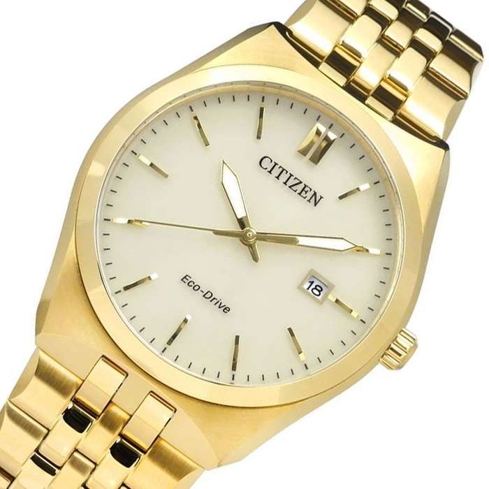 Citizen Eco-Drive Gold Date Dress Men's Watch | BM7332-61P