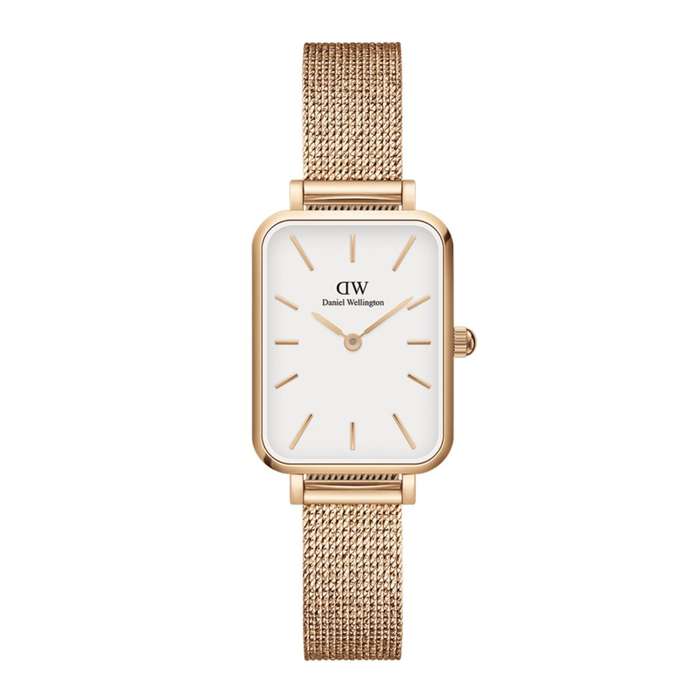 Daniel Wellington Quadro Pressed Mesh Rose Gold White Women's Watch | DW00100431
