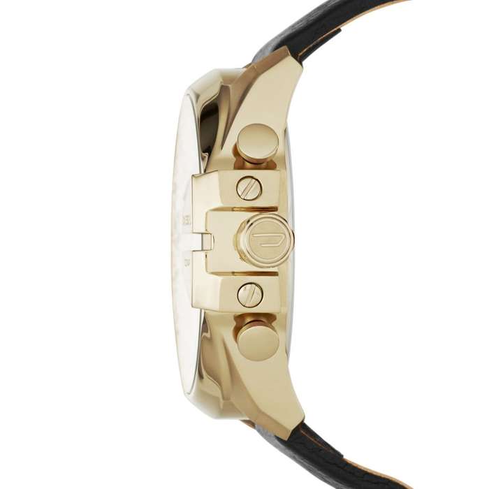 Diesel Mega Chief Gold Round Leather Men's Watch - DZ4344