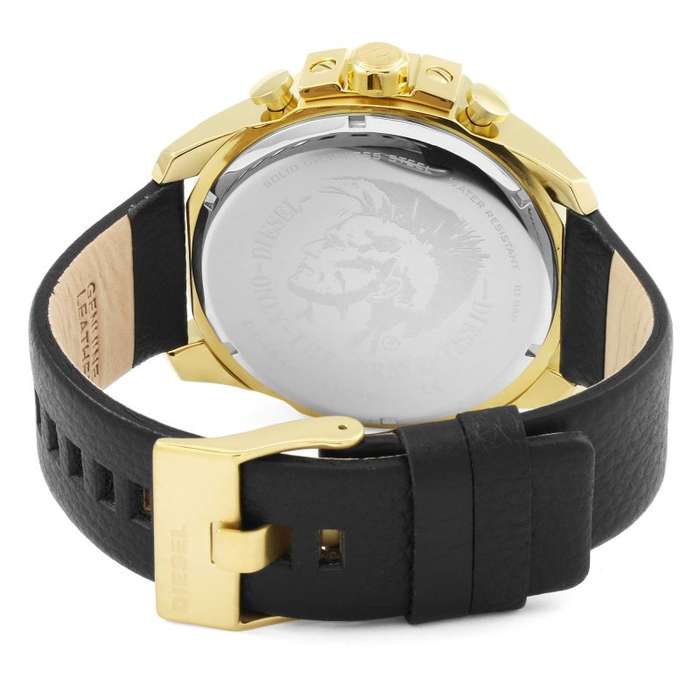 Diesel Mega Chief Gold Round Leather Men's Watch - DZ4344