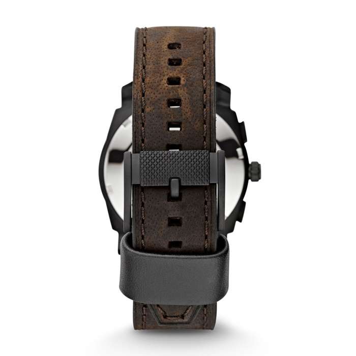 Fossil Machine Black Round Leather Men's Watch | FS4656IE