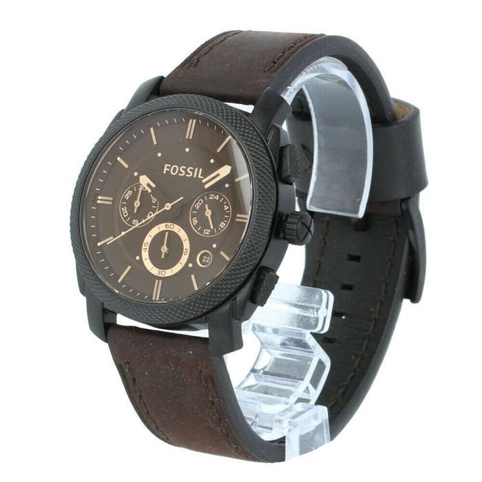 Fossil Machine Black Round Leather Men's Watch | FS4656IE
