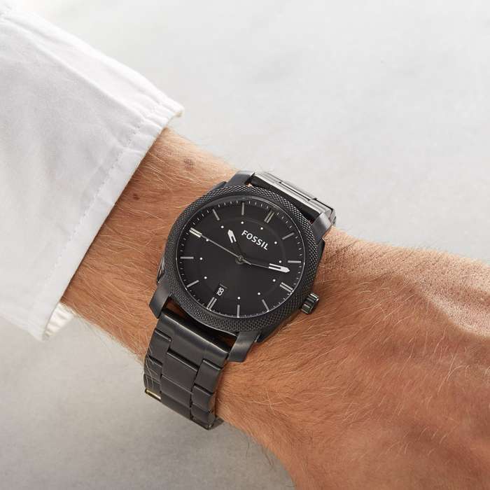 Fossil Machine Black Round Stainless Steel Men's Watch | FS4775