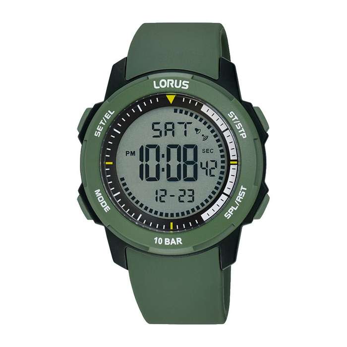 Lorus Digital Dark Green Silicone Strap Men's Watch | R2377PX9