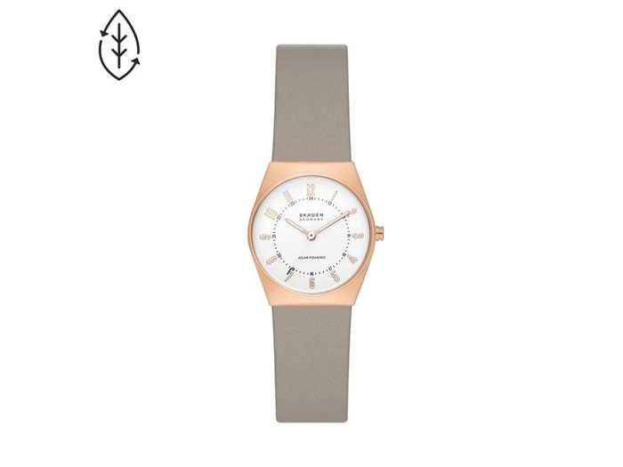 Skagen Grenen Lille Solar-Powered Greystone Leather  WOmen's Watch | SKW3079