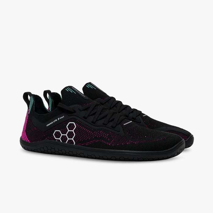 Vivobarefoot Primus Lite Knit Womens Obsidian/Vibrant Pink