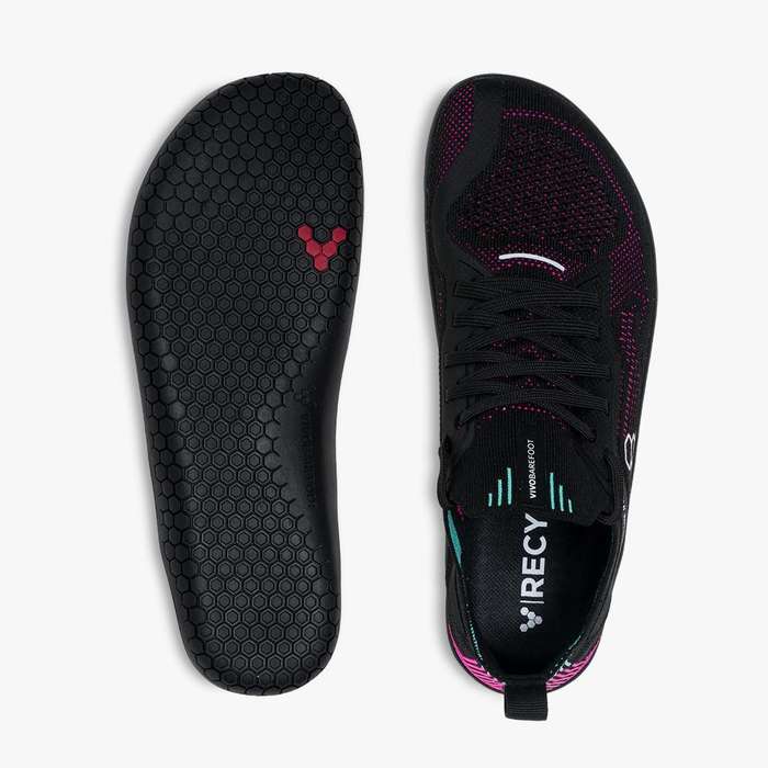 Vivobarefoot Primus Lite Knit Womens Obsidian/Vibrant Pink
