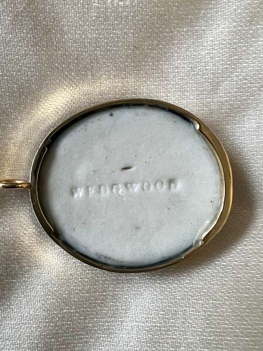 Antique Blue Wedgwood Cameo in 18ct Gold Pendant