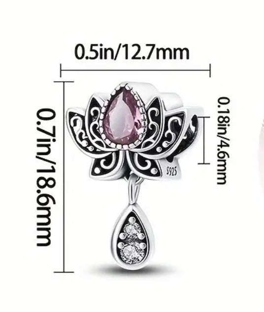Lotus Flower Charm - Compatible with Pandora Bracelets