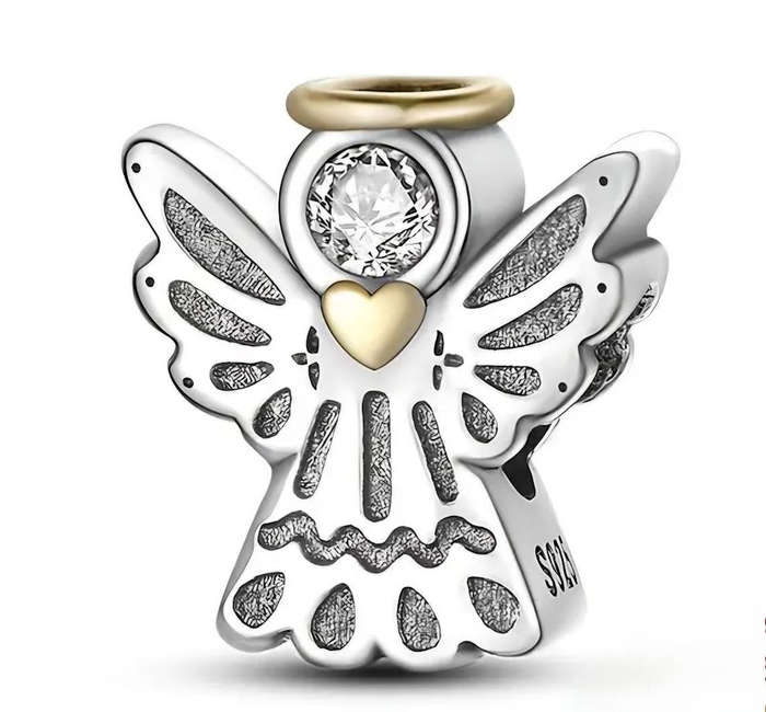 Silver & Gold Angel Charm - Compatible with Pandora Bracelets