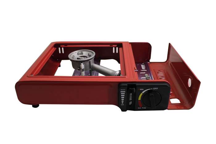 Portable One Burner Gas Stove with Heating Attachment & Carry Tongs