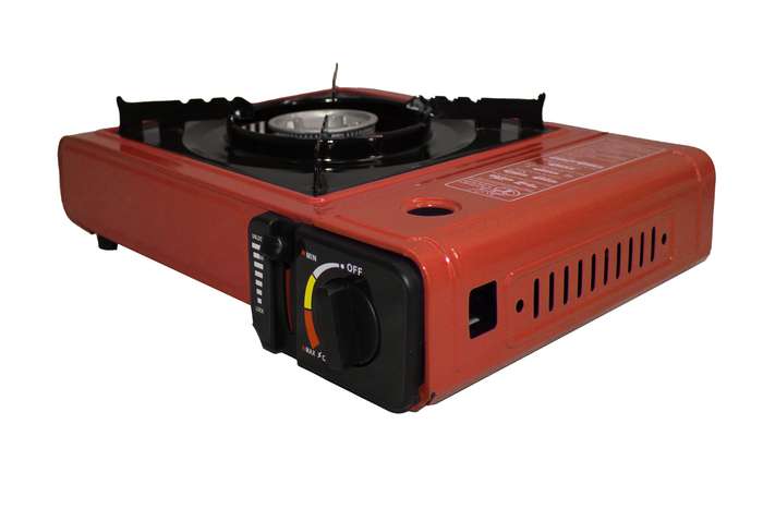 Portable One Burner Gas Stove with Heating Attachment & Carry Tongs