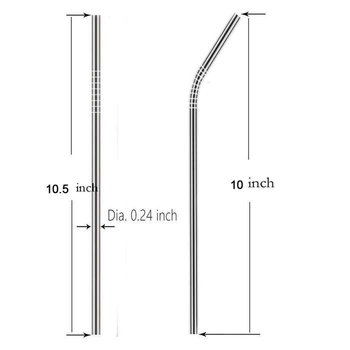 Set Of 4 Stainless Steel Straws Brush 2 Straight Straws 2 Bent Straws 1 Brush