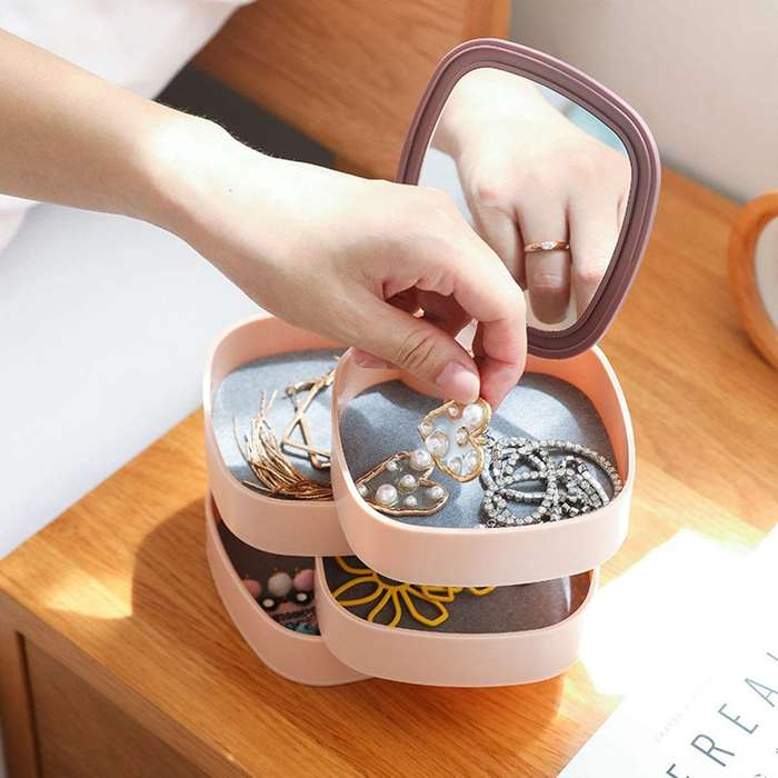 MYHEART® 4-Layer Rotatable Jewelry Accessory Storage Tray with Lid for Rings Bracelets,Dressing tabl