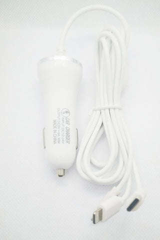 USB 4in1 6A Car Charger with Type C, Micro USB and Lightning Cable