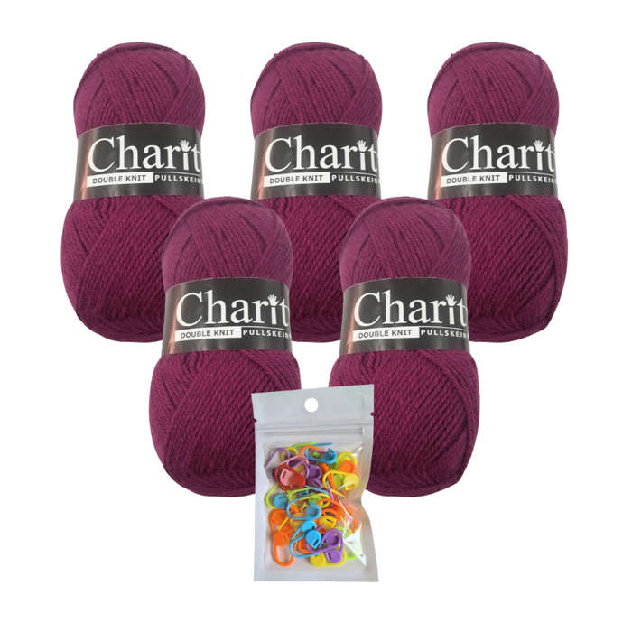 Elle - 5 X 100G 147 Magenta Charity Double Knit Pullskein