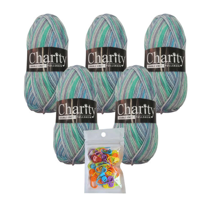Elle - 5 X 100G 237 Bahama Blue Charity Double Knit Print