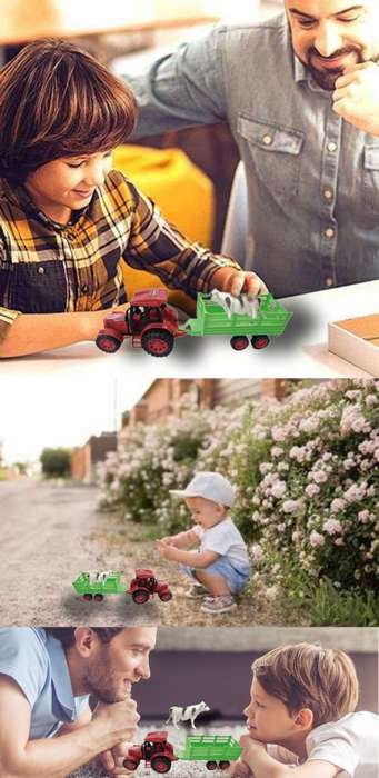 Farm Tractor Toy - 3 Piece Play Set