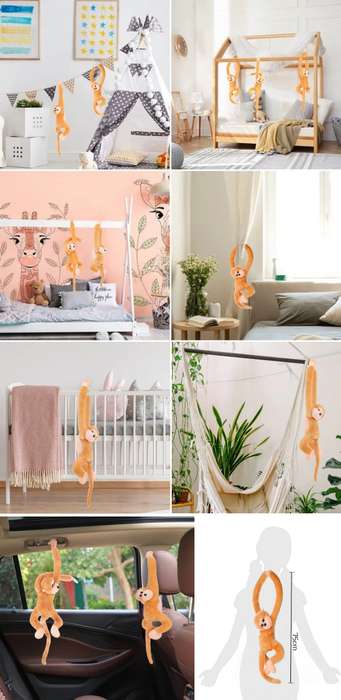Giant 75cm Mobile Hanging Howler Monkey Baby Mobiles - 2 Pack With Plush Banana - Caramello Gold