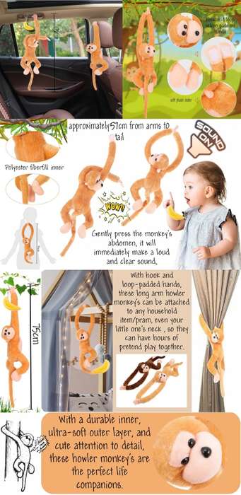 Caramello Baby Mobile Hanging Howler Monkey - 2 Pack