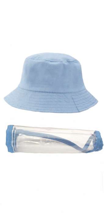 Kids Bucket Hat With Visor and Kiddies Face Shield - Light Blue