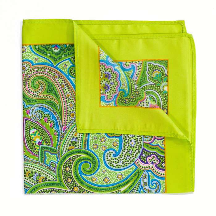 Green Paisley Pocket Square