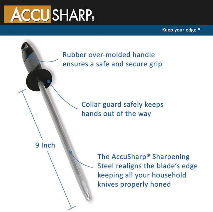 ACCUSHARP SHARPENING STEEL 9" - RUBBER GRIP