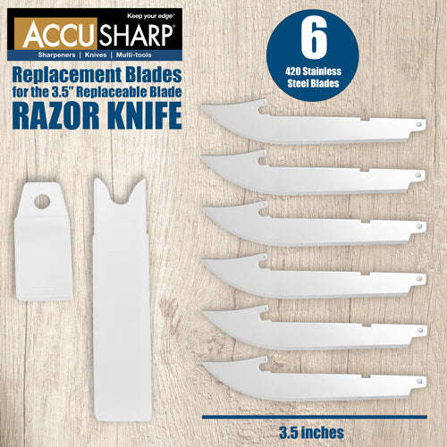 ACCUSHARP 3.5" REPLACEMENT RAZOR BLADES - 6'S