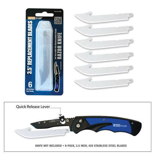 ACCUSHARP 3.5" REPLACEMENT RAZOR BLADES - 6'S