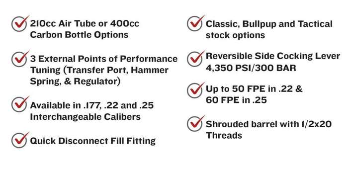 AV AVENGE-X X1-BT TACTICAL, 360CC BOTTLE, .22 CAL
