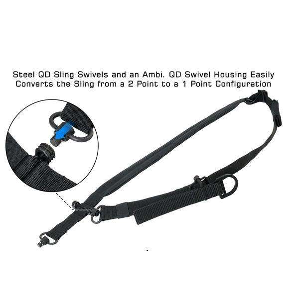 UTG® BOLLA® 2 TO 1 POINT CONVERSION QD SLING, BLK