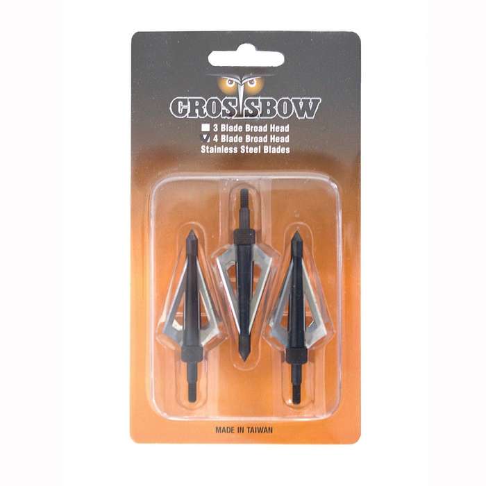 BROADHEAD 4 BLADE ARROW TIPS (3PACK)