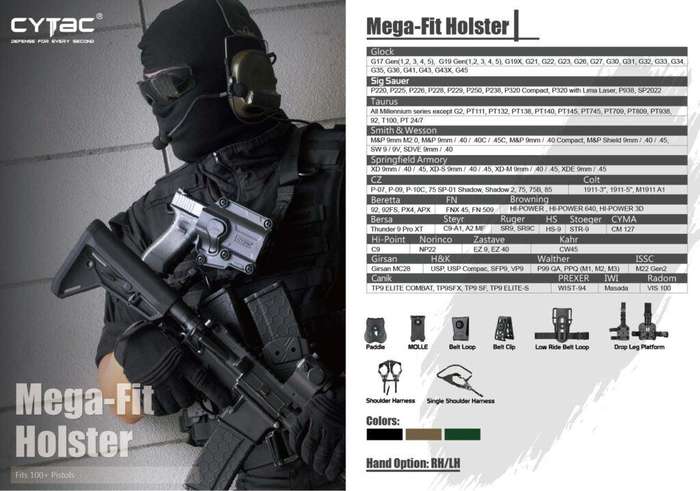 CYTAC MEGA FIT RIGHT HAND UNIVERSAL HOLSTER