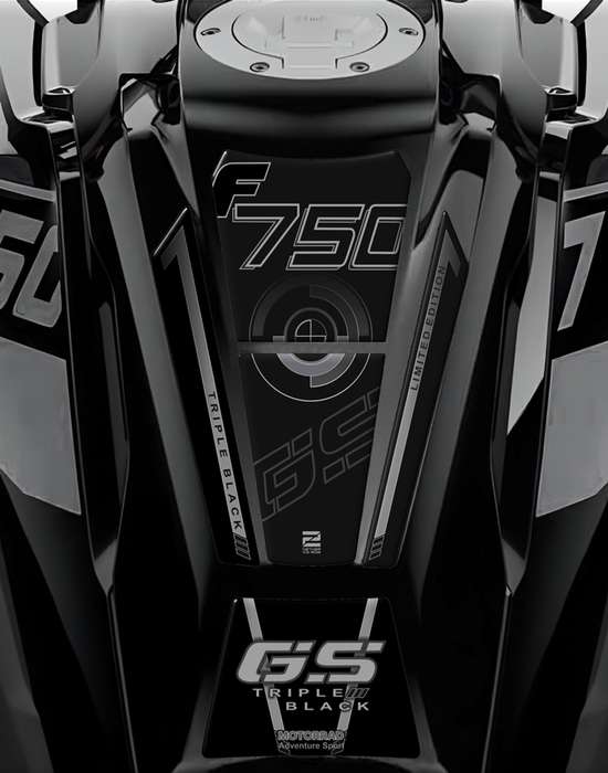 BMW F 750 GS Triple Black Motor Bike Tank Pad / Protector. Limited Edition