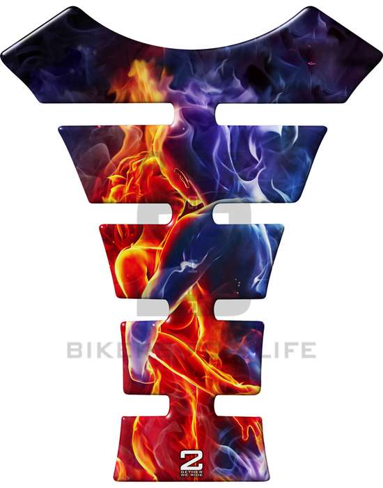 Universal Fit Fire and Ice Flaming Couple Motor Bike Tank Pad. A Street Pad which fits most motor...
