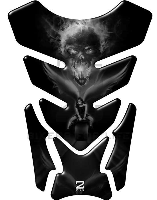Universal Fit Black Angelic She Rider with Skull Motor Bike Tank Pad Protector. A Street Pad whic...