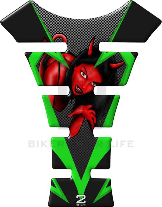 Universal Fit Green She Devil Motor Bike Tank Pad Protector. A Street Pad which fits most motorcy...
