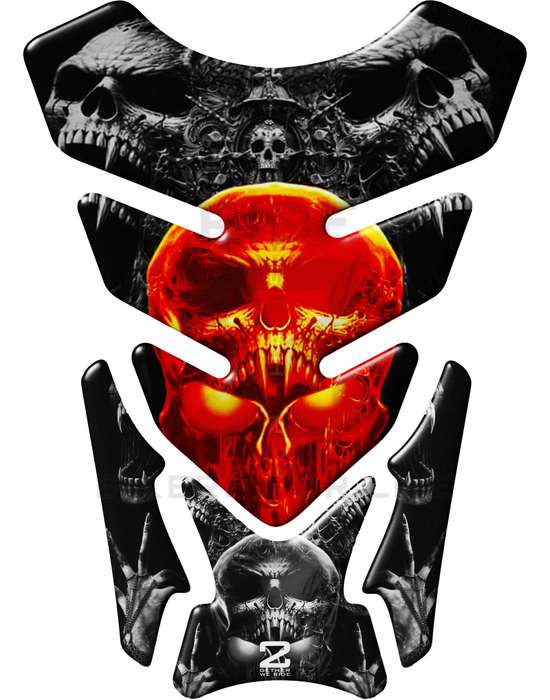 Universal Fit Red Bling Skull Motor Bike Tank Pad Protector. A Street Pad which fits most motorcy...