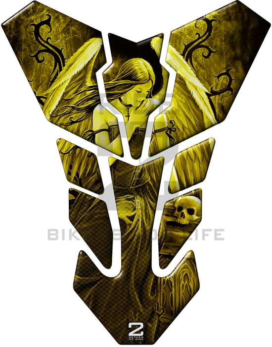 Universal Fit Yellow Angelic Motor Bike Tank Pad Protector. A Street Pad which fits most motorcyc...