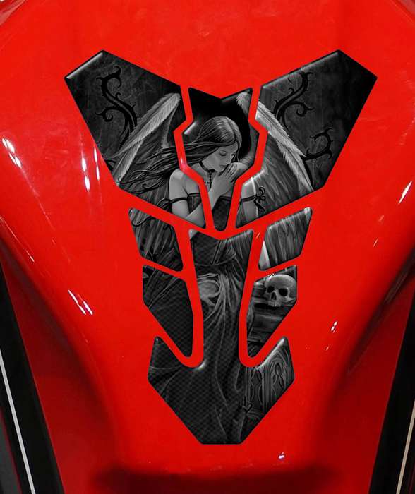 Universal Fit Black Angelic Motor Bike Tank Pad Protector. A Street Pad which fits most motorcycles.
