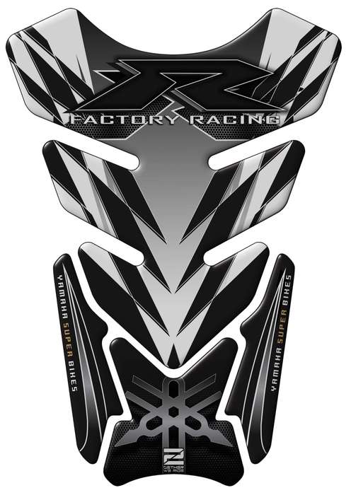 Yamaha Motor Bike Tank Pad. White and Black Factory Racing R Series Motor Bike Tank Pad Protector.
