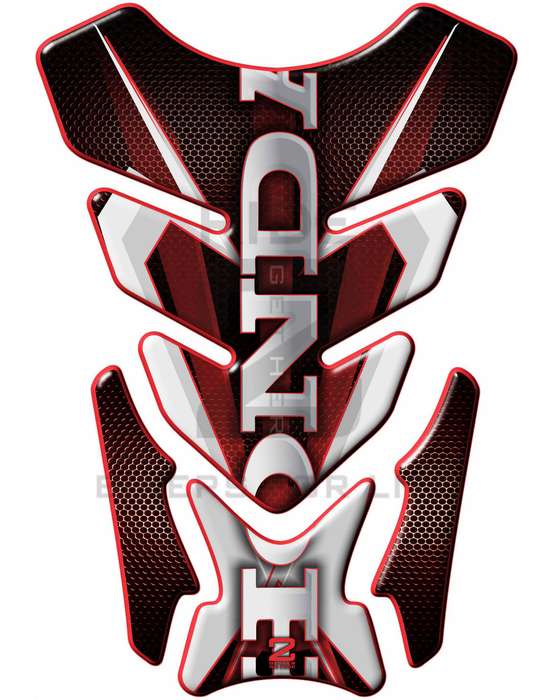 Motor Bike Tank Pad  - Honda Red White and Black Honey comb Tank Pad