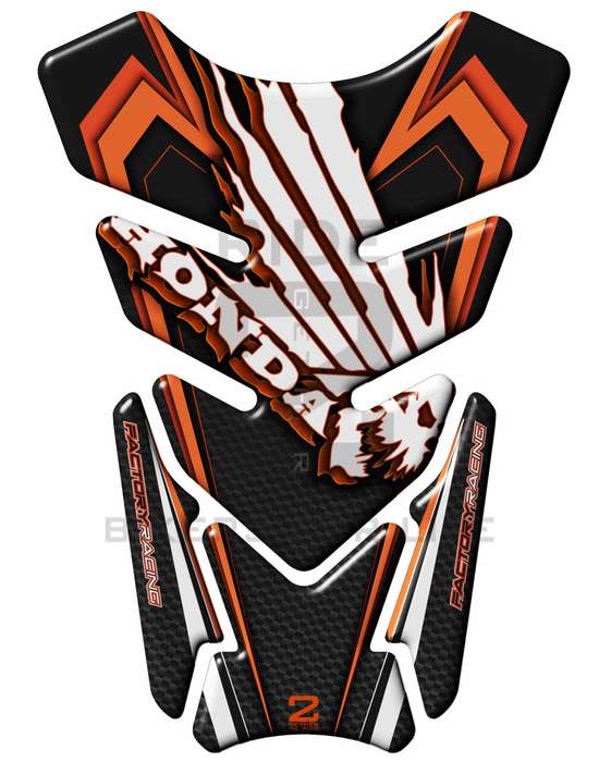 Motor Bike Tank Pad- Honda CBR, NC Series, CB Series, Twin Africa - Orange , Black Carbon Fibre P...