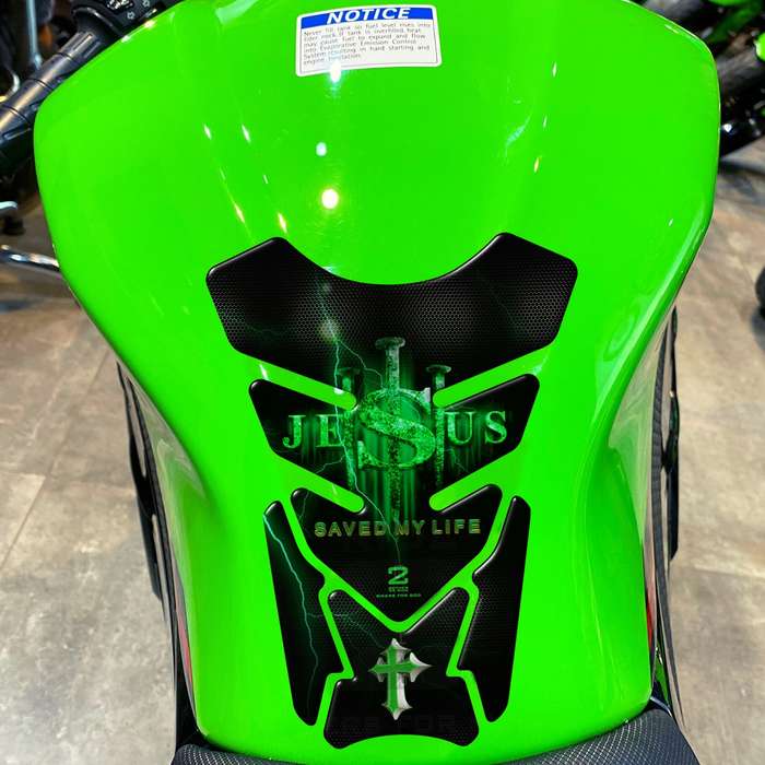 Religious Range. Jesus saved my life  Green Universal Fit. Christian tank pad.